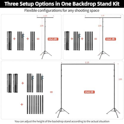 Hemmotop Adjustable Backdrop Stand 10x8.5ft Heavy Duty - size: 10x8.5ft