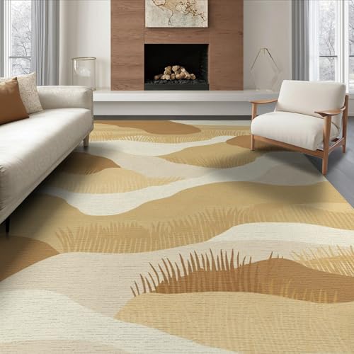 8'x10' Washable Flatwoven Rug, Cream Modern Abstract Stain Resistant Extra Large Carpet for Dining Room, Large Office, Lounge, Non-Slip Chair-Friendly Mat | Ref:1910346 - color: Beige/Pattern 1, size: 8' x 10' (Rectangular)