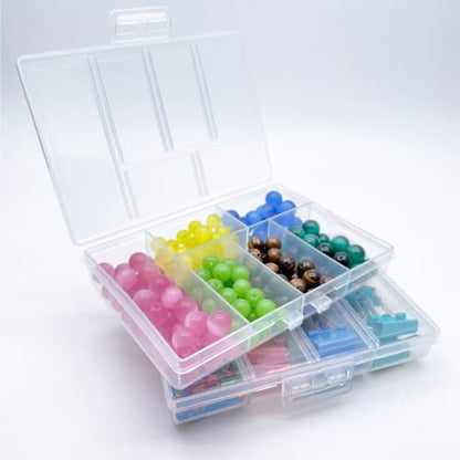 TeTeBak Plastic Organizer Box with Dividers - 2 PCS Small Plastic Container with Compartments, 6 Compartment Storage Box, Travel Organizer, Craft & Jewelry Storage - style: 6-GRIDS