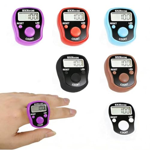 TESEAS Electronic Finger Counter, 6 Pack Digital Tally Counter Clicker with Led, Resettable 5 LCD Digit Display Hand Tally Counter Counting for Golf,Goods Counting,Lap & Knitting - color: 6pcs