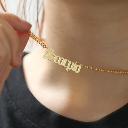 Custom Name Necklace, 18K Gold Plated Nameplate Personalized Jewelry Gift for Women - color: Style-08