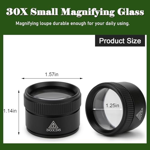 Rongon 30X Portable Jewelers Loupe Pocket Handheld Magnifier | Sturdy metal, loupe handheld magnifying glass for jeweler stamps maps antiques magazines books repair electronics (30X 36MM) - size: 30X36MM