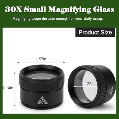 Rongon 30X Portable Jewelers Loupe Pocket Handheld Magnifier | Sturdy metal, loupe handheld magnifying glass for jeweler stamps maps antiques magazines books repair electronics (30X 36MM) - size: 30X36MM