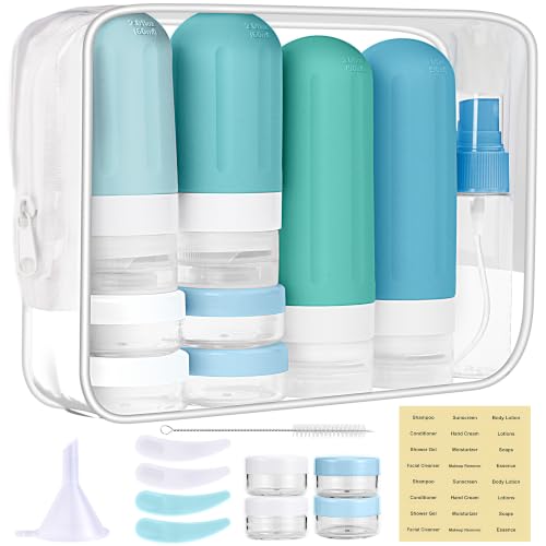 Travel Bottles for Toiletries 18Pack Containers Travel Size Toiletries - color: Blue