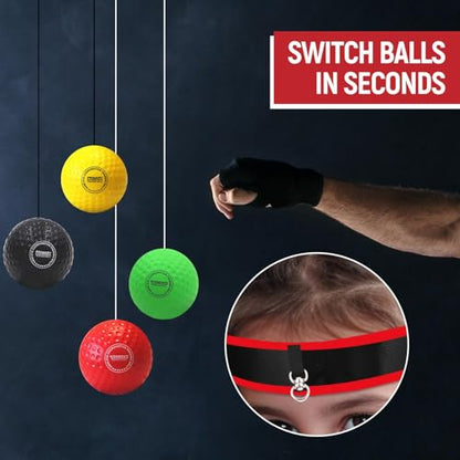 Boxing Reflex Ball Headband Fitness Gear, Workout Reflex Punching Ball, 2 Headbands, 4 Balls