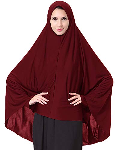 Ababalaya Women's Elegant Modest Muslim Islamic Ramadan Soft Lightweight Jersey Hijab Long Scarf - color: Burgundy, size: Medium