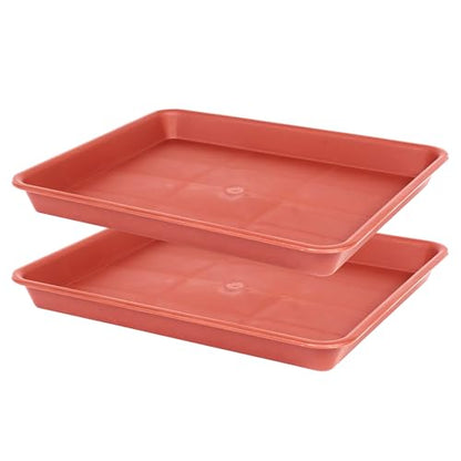 VUWEZ Plant Saucer Growing Tray, Seed Starter Tray Rectangular, Heavy Sturdy Plastic Planter Saucers Drainage Trays, Plant Drip Trays for Pots, Seed Starter Growing Pots (11 x 9 inch, 2 Pack) - color: Terracotta, size: 11'' x 9'' x 1.2'' (2 pack)