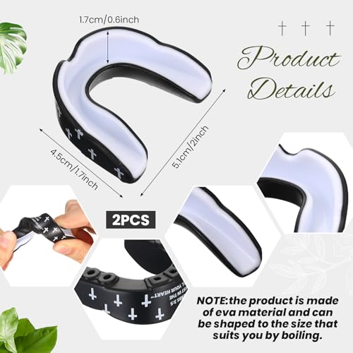 Yaomiao 2 Pcs Mouth Guards Christian Teeth Guards Sport Game Guard & Case Religious MouthGuard Soccer Football Basketball Baseball Wrestling Lacrosse Rugby Boxing Taekwondo - size: Youth, style: Black & Proverb