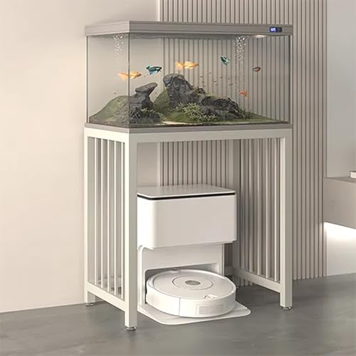 Storage Rack Above The Sweeping Robot, Multi-Functional Fish Tank Stand with Non-Slip Foot Pads, End Table for Robot Vacuum's Nest House for Living Room, Bedroom(Beige,40cm) - color: Beige, size: 40cm