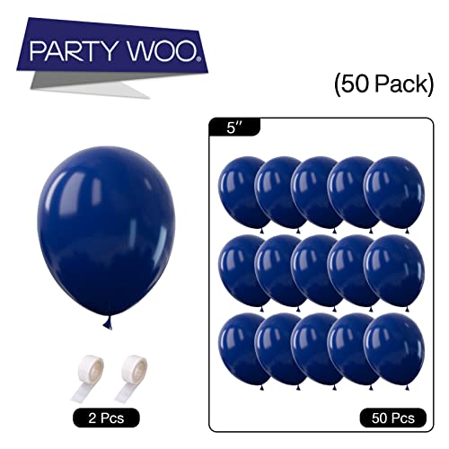 PartyWoo 네이비 블루 풍선 50피스 12.7cm(5인치) 소형 미니 매트 다크 블루 라텍스 풍선 졸업 새해 결혼식 스포츠 테마 베이비 샤워 남성 생일 처녀 파티 장식 블루-Y72 - color: Blue-y72, size: 5인치