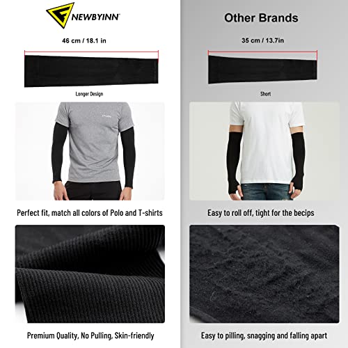 Newbyinn Arm Sleeves for Men Women, Size L - XL, UV Sun Protection Sleeve - color: 2 Pairs: Black