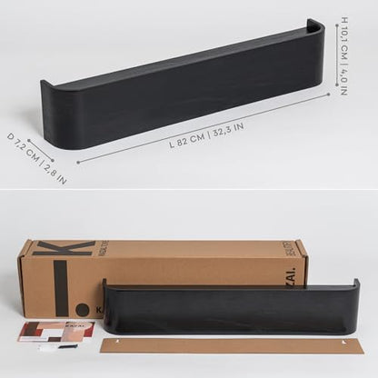 Kazai. Wall-Mounted Coat Rack 'Toke' - Modern Design Coat Rack with Hidden Wall Hooks - Solid Wood Veneer Panel Coat Hanger - Oak, Black - color: Oak, Black, size: 8 Hooks