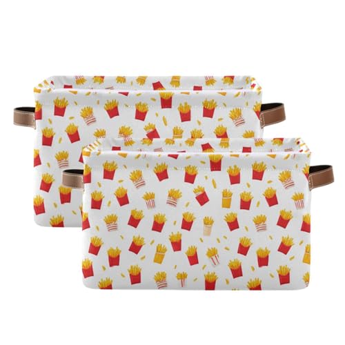 Pfrewn Storage Basket French Fries (1) Collapsible Rectangular Storage Boxes Organizer Shelf Basket Book Storage Bin for Nursery 1 Pack - size: 1 Pack