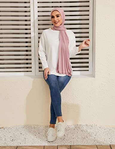 Txmout Premium Jersey Hijabs for Women - Cotton Muslim Scarfs - color: Mauve