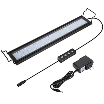 hygger 14W Full Spectrum Aquarium Light with Aluminum Alloy Shell Extendable Brackets, White Blue Red LEDs, External Controller, for Freshwater Fish Tank (18-24 inch) - size: 14W (18-24 inch)