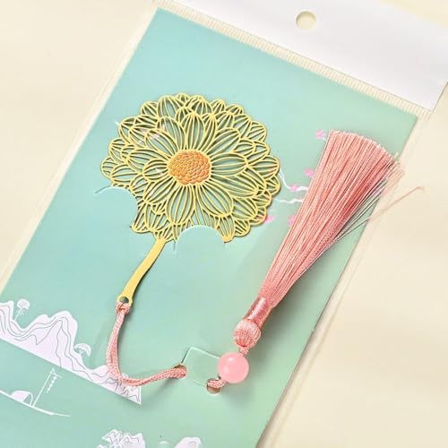 Leaf Metal Bookmarks Lotus Shape Exquisite Maple Leaf Chinese Style Bookmarks Pages Books Metal Hollowed(B Sunflower) - style: B Sunflower