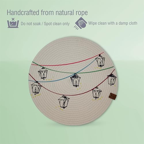 CharmLab Candle – Glow & Gather Collection Lantern-Inspired Table Decor Set (5-Piece), Table Runner & 4 Round Placemats, Elegant Dining & Hosting Essentials, Gift-Ready Home Decor