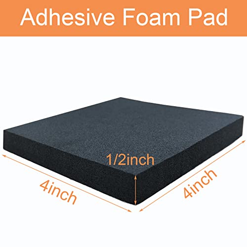 8 Pcs Black Adhesive Foam Pads Closed Cell Foam Sheets 1/2" Thick X 4" X 4" | Neoprene Rubber Foam Padding Self Stick Anti-Slip Anti-Vibration Pad for Protection (4X4X1/2 inches, 8Pcs) - size: 4in X 4in X 1/2in