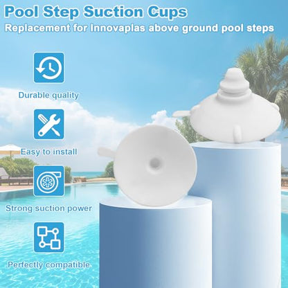 Pool Step Suction Cups Replacement for Innovaplas Above Ground Pool Steps | 8 PCS Pool Ladder Suction Cups Replacement Part 4 inch Rubber Strong Suction Step Cups for Pool Stair - color: 8pcs