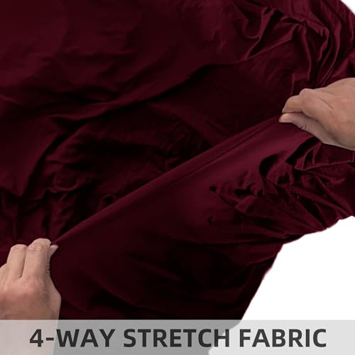 Lina & Lily Pre-sewn Instant Slip-on Modal Jersey Hijab Head Scarf Wrap for Muslim Women - color: Dark Red