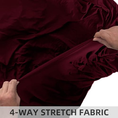 Lina & Lily Pre-sewn Instant Slip-on Modal Jersey Hijab Head Scarf Wrap for Muslim Women - color: Dark Red