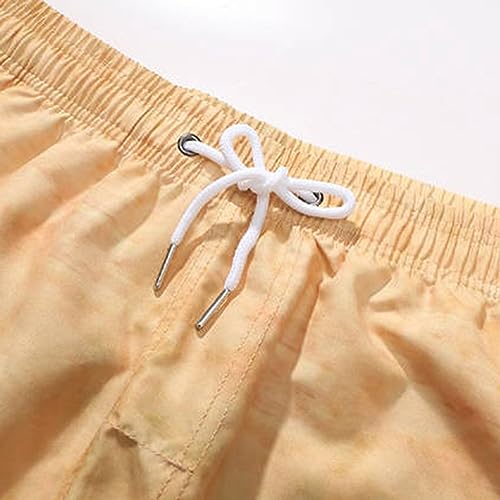 Ctreela Men's Funny Dog 3D Graphic Yellow Loose Fit Summer Beach Shorts - color: Khaki, size: X-Large