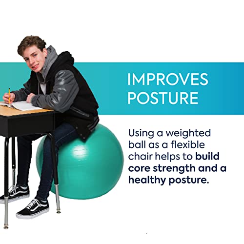 Bouncyband Balance Ball – Create Flexible Seating to Improve Focus at School, Office, or Home with This No-Roll Weighted Ball - color: Green, size: Large (Pack of 1)