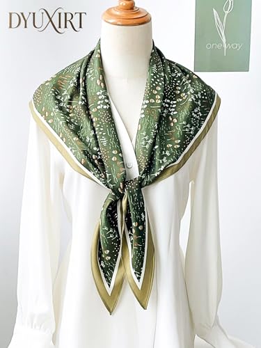 Triangle Shawls Scarf Head Hair Neck For Women Scarves Fashion Silk Feeling Lady Lightweight 51 * 23.6inch - color: K18-green Underwater Plants（51*23.6inch）