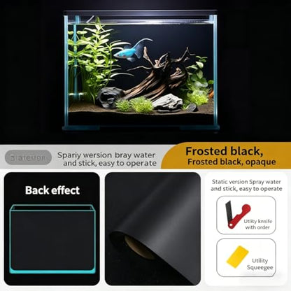 Black Aquarium Background，Fish Tank Background 11.8"x39.4" - Black Electrostatic Adhesive Glue-Free Aquarium Backdrop, Easy Installation & Traceless Removal