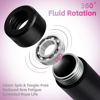 Weighted Jump Rope, 1LB Tangle-Free Ball Bearing Rapid Speed Skipping Rope for Men Women, Adjustable 9mm Cotton & PVC Rope with Alum Handle for Boxing MMA Weight-Loss Athletic Workout Fitness - color: Gradient Pink & Black