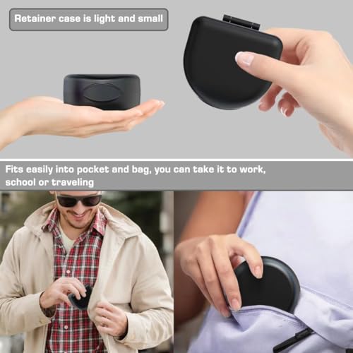 2PCS Retainer Case Denture Case: BVN Orthodontic Dental Case, Slim Braces Case, Mouth Guard Case, Denture Box, Teeth Aligner Case, Night Guard Case Container Storage Holder Black - color: B. Black, 2pcs