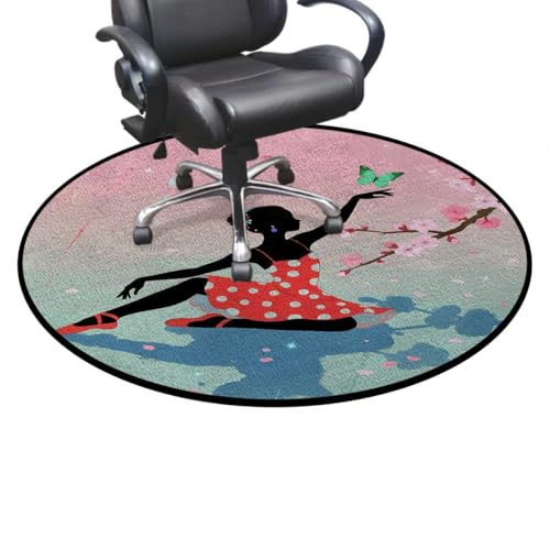 Watercolor Anti-Slip Gaming & Office Chair Mat for Hardwood Floors, Ballerina Dance Floral Desk Chair Floor Protector,Protect The Floor from Scratches Pink Pastel Diameter 35.4 in - color: Watercolor_0623, size: Diameter 35.4 in