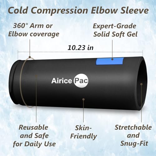 AiricePac Elbow Ice Pack Wrap, Tennis Golfers Sleeve For Arm and Calf Injuries Reusable, Cold Compression for Pain Relief - style: ELBOW ICE PACK
