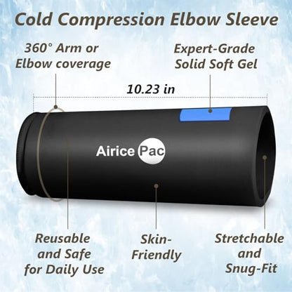 AiricePac Elbow Ice Pack Wrap, Tennis Golfers Sleeve For Arm and Calf Injuries Reusable, Cold Compression for Pain Relief - style: ELBOW ICE PACK