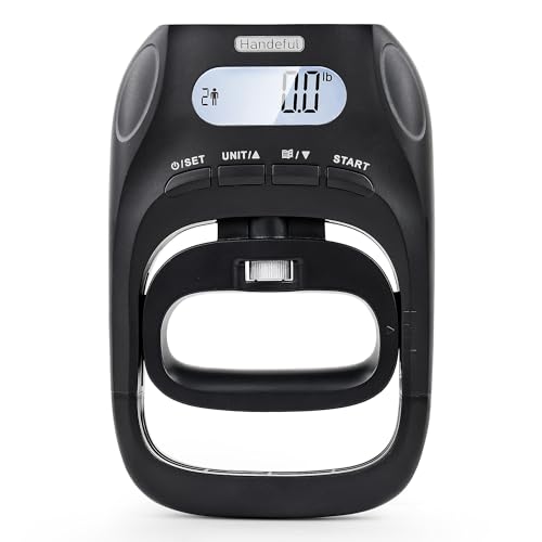 Digital Grip Strength Tester, 397 lb Hand Dynamometer, Black | 397 lb Capacity; 0.2 lb Increments; 19 Memory Records; Adjustable Handle; Memory Tracking; For Sport and Rehab