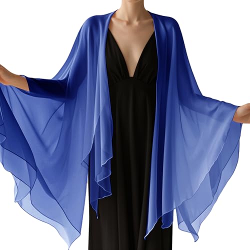 Chiffon Scarf,Soft Breathable Chiffon Shawls and Wraps,Silky Women's Hijab for Evening Dresses Wedding Bridal Scarves - color: Royal Blue, size: 67 x 28 inches