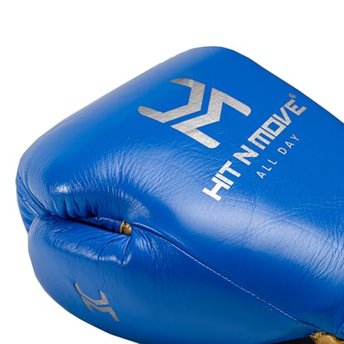HIT N MOVE All Day Pro Balance Sparring and Bag Boxing Gloves LACE UP, Boxing Gloves Men & Women, Boxing Equipment, Sparring & Bag Gloves for Boxing, Kickboxing, Muay Thai, MMA - color: Blue, size: 14 OZ