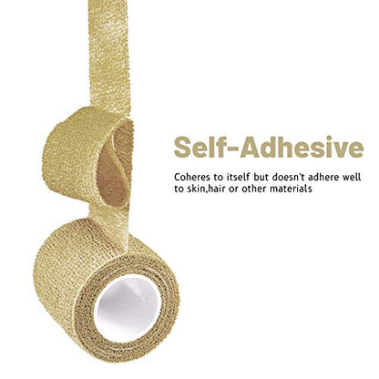 FRESINIDER 9 Rolls Self Adhesive Wrap Athletic Tape Gauze, Breathable Elastic Cohesive Bandage for Sports Injury & Pet (7 Pcs 2" x 5 Yards + 2 Pcs 1" X 5 Yards) (Khaki) - color: Khaki