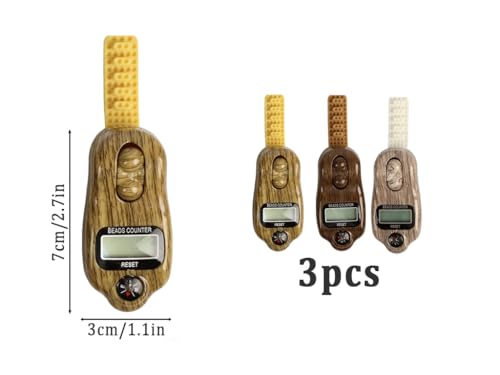 Digital Beads Counter, 3 Pieces Digital Tasbih Tally Counters, Digital-Counter with Compass, Resettable Finger Counter,Electronic Rotating Prayer Beads Counters,for Meditation,Muslim Prayer