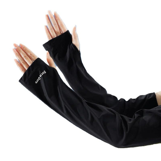 Ice Silk Sun Protection Arm Sleeves (Loose Fit) - color: Black