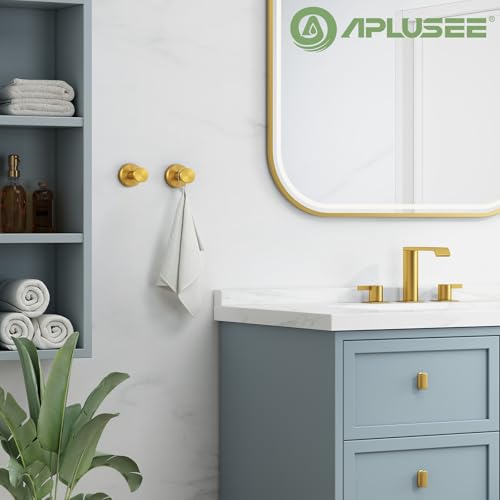 APLusee Brushed Gold Bathroom Towel Hooks 2 Pack, 304 Stainless Steel Robe Hooks for Kitchen Garage, Wall Mounted - color: Brushed Gold, size: 2 Pack