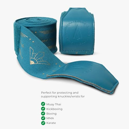 Women's Hand wrap Boxing Wraps Muay Thai Kickboxing and MMA, Athena Diana Hand wrap Teal 4.5m 180" Length