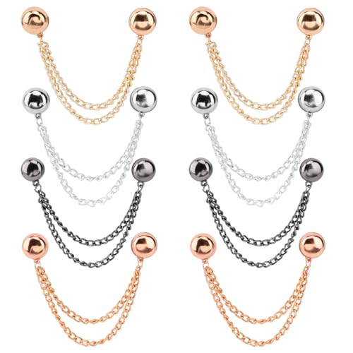 8 Pcs Magnetic Clothing Clips, Multi-Function Magnetic Clothing Clips with Chain, Clothing Magnets for Shirts, Sleeves, Skirts, Dresses & Pants(Color:Gold+Silver+Black+Rose Gold)