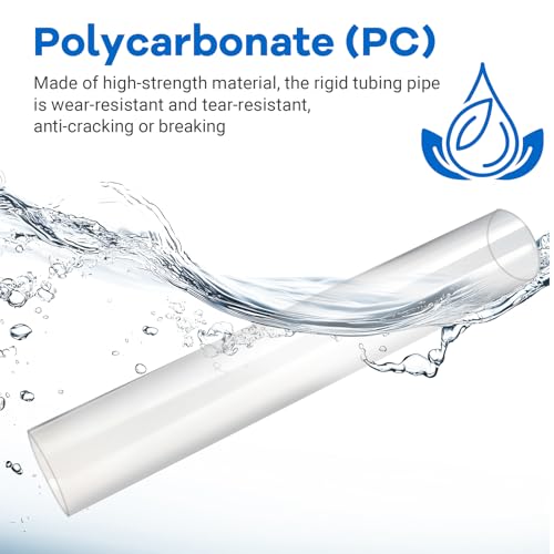Luomorgo Clear PC Rigid Tubing Pipe, 1 Pack, Round Plastic Tube | 1.81 Inch (46mm) ID x 1.97 Inch (50mm) OD x 12 Inch (305mm) Length, for Fish Tank, Water Pipe & DIY Lighting - size: 46mmx50mm