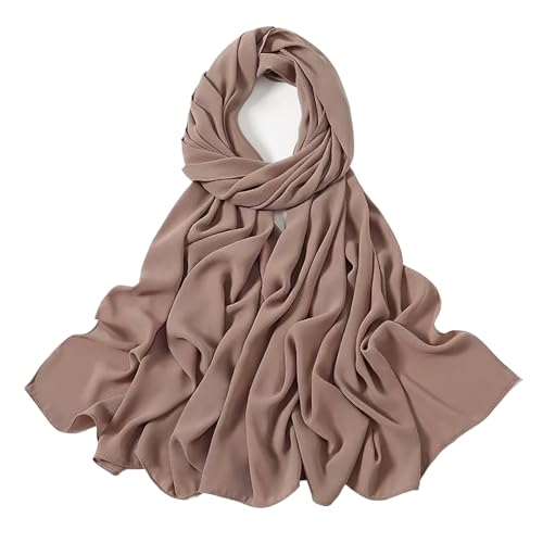 Heavy Not Easily See Through Long Chiffon Hijab Scarf for Women, Amazing Smooth Muslim Head Scarves - color: Sandy Brown