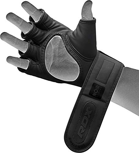 RDX MMA Gloves Premium Real Maya Hide Leather, Mixed Martial Arts Sparring & Grappling Gloves for Training, Fighting Gloves, Fingerless Design, Padded Open D-Cut Palm, Mixed Martial Arts Equipment - size: Large