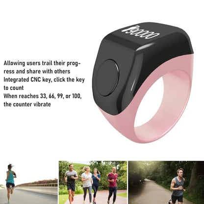 Finger Smart Tally Counter Ring, Muslim Digital Azan Alarm Clock, Vibration Reminder, Touch Control, 0.42in Screen, for Nice Islamic Gift - color: Pink