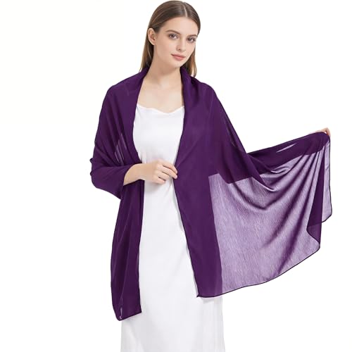 Chiffon Shawls and Wraps - Lightweight Scarve for Women Evening Dresses Wedding Bridal Formal Party - color: Purple