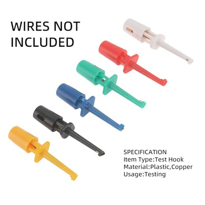DIANN 30pcs Test Hooks Clips Single Hook Clip Colorful Spring Hook Clip Test Grabber Probe for Electronic Testing Multimeter Wire Lead