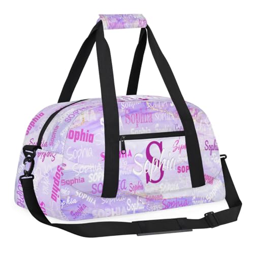 Custom Dance Bag Girls, Duffel Bag Women, Purple Marble Texture | Personalized Name Gymnastics Barrel Ballet Sport Cheerleader Bag - color: Color 19